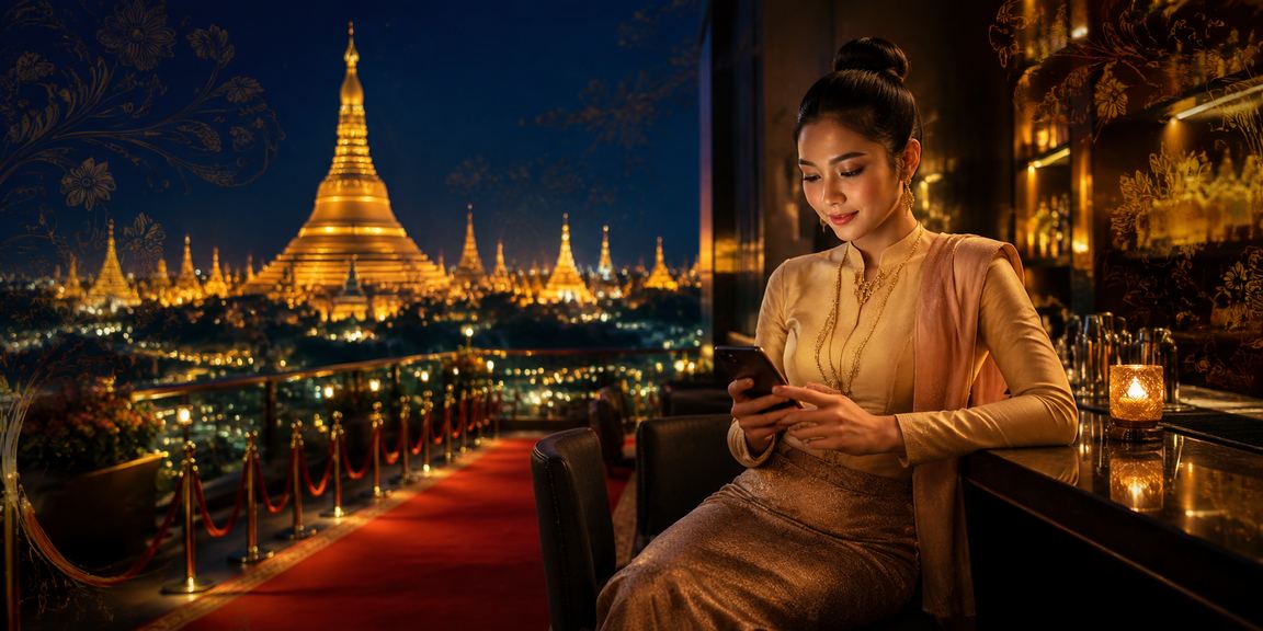ရန်ကုန်ရွှေတိဂုံဘုရားရှေ့တွင် 123katy မိုဘိုင်းကာစီနိုအသုံးပြုမှု
